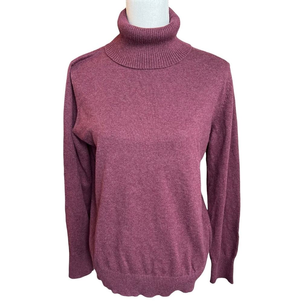 L.L. Bean Women's burgundy turtleneck Sweater cotton cashmere timeless preppy